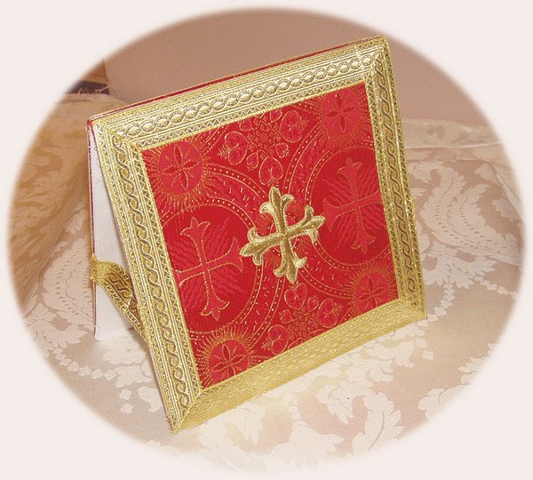 Red/Gold Gothic Vestments with Agnus Dei Emblem.